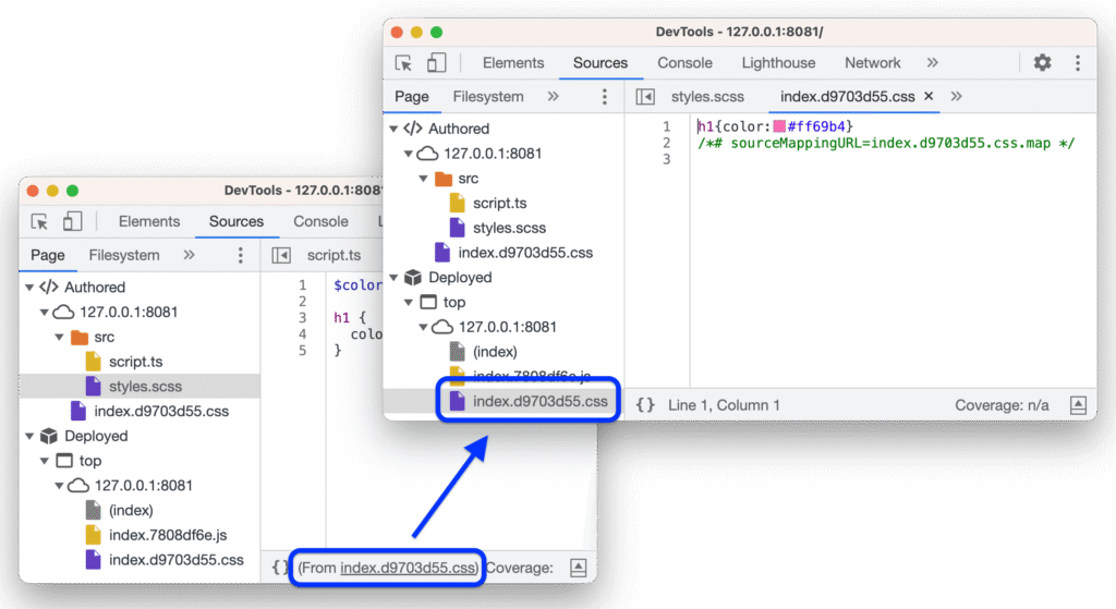 Viewing original source using sourcemaps